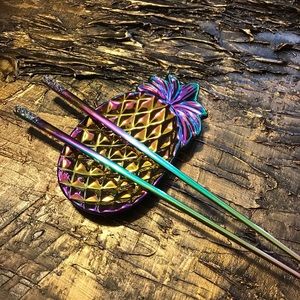 Rainbow stainless steel crystal chopsticks